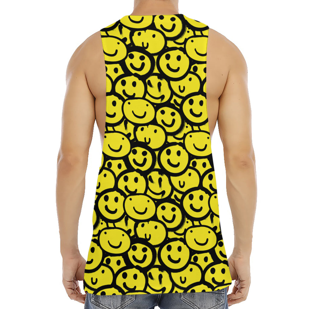 Graffiti Happy Emoji Pattern Print Men's Muscle Tank Top
