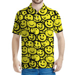 Graffiti Happy Emoji Pattern Print Men's Polo Shirt