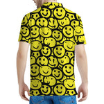 Graffiti Happy Emoji Pattern Print Men's Polo Shirt