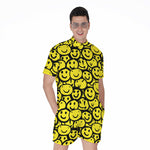 Graffiti Happy Emoji Pattern Print Men's Rompers