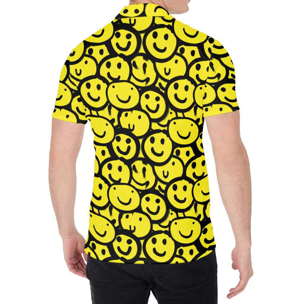 Graffiti Happy Emoji Pattern Print Men's Shirt