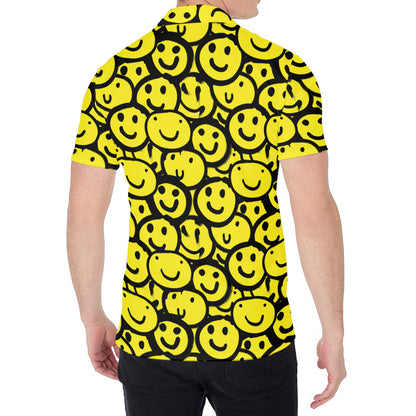 Graffiti Happy Emoji Pattern Print Men's Shirt