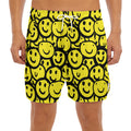 Graffiti Happy Emoji Pattern Print Men's Split Running Shorts