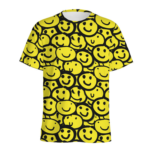Graffiti Happy Emoji Pattern Print Men's Sports T-Shirt