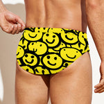 Graffiti Happy Emoji Pattern Print Men's Swim Briefs