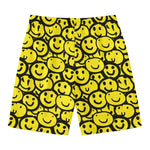 Graffiti Happy Emoji Pattern Print Men's Swim Trunks