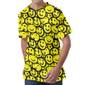 Graffiti Happy Emoji Pattern Print Men's Velvet T-Shirt
