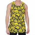 Graffiti Happy Emoji Pattern Print Men's Velvet Tank Top