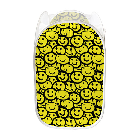 Graffiti Happy Emoji Pattern Print Mesh Laundry Hamper