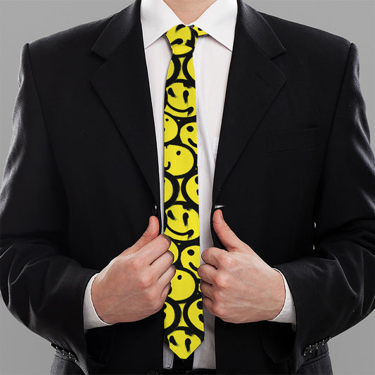 Graffiti Happy Emoji Pattern Print Necktie