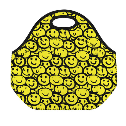 Graffiti Happy Emoji Pattern Print Neoprene Lunch Bag