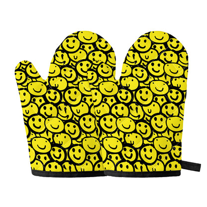 Graffiti Happy Emoji Pattern Print Oven Mitts