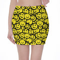 Graffiti Happy Emoji Pattern Print Pencil Mini Skirt