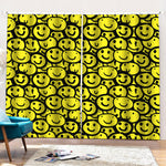 Graffiti Happy Emoji Pattern Print Pencil Pleat Curtains