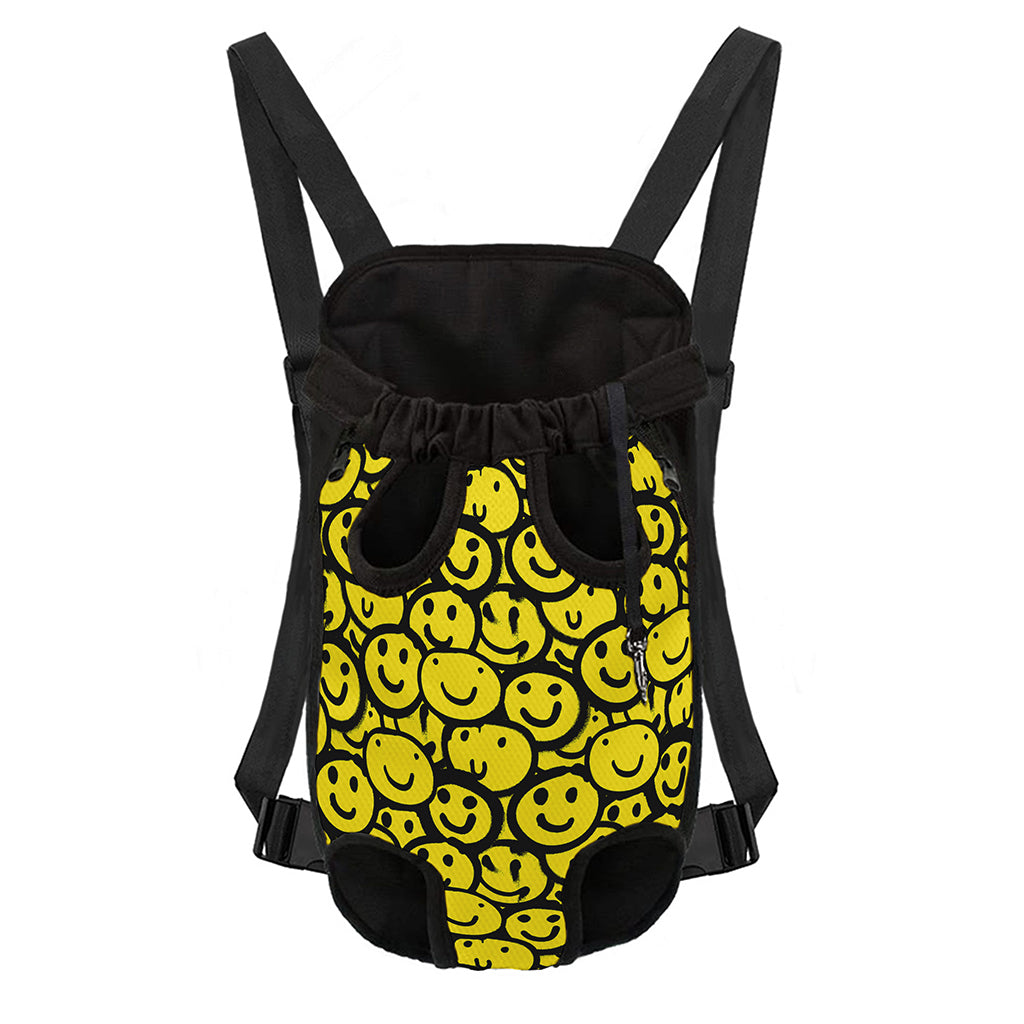Graffiti Happy Emoji Pattern Print Pet Carrier Backpack