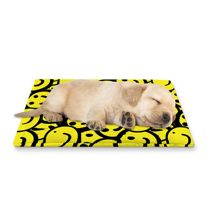 Graffiti Happy Emoji Pattern Print Pet Cooling Mat Cover