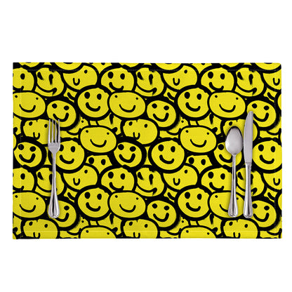 Graffiti Happy Emoji Pattern Print Placemat