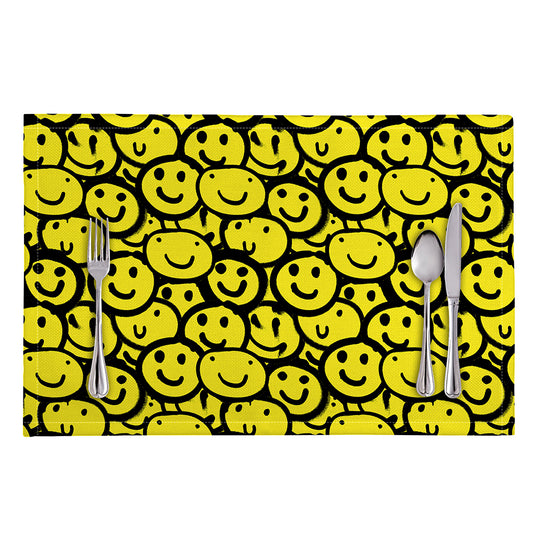 Graffiti Happy Emoji Pattern Print Placemat
