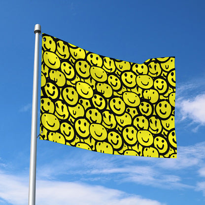 Graffiti Happy Emoji Pattern Print Polyester Flag
