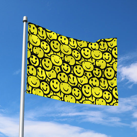 Graffiti Happy Emoji Pattern Print Polyester Flag
