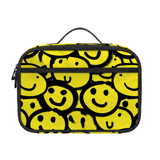 Graffiti Happy Emoji Pattern Print Portable Lunch Bag