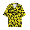 Graffiti Happy Emoji Pattern Print Rayon Hawaiian Shirt