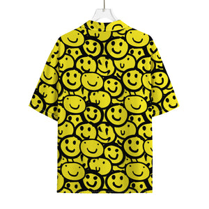 Graffiti Happy Emoji Pattern Print Rayon Hawaiian Shirt