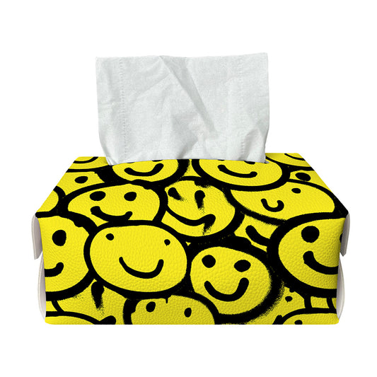 Graffiti Happy Emoji Pattern Print Rectangle Tissue Box Cover