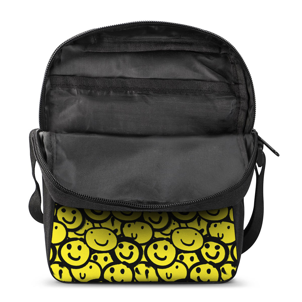 Graffiti Happy Emoji Pattern Print Rectangular Crossbody Bag