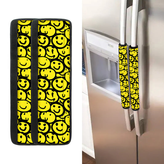 Graffiti Happy Emoji Pattern Print Refrigerator Handle Covers