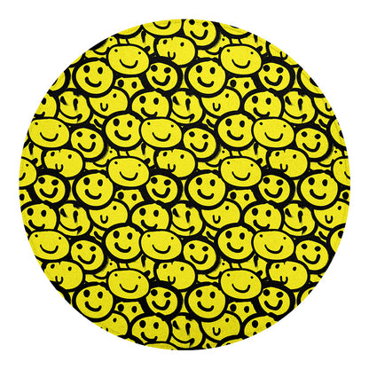 Graffiti Happy Emoji Pattern Print Round Blanket