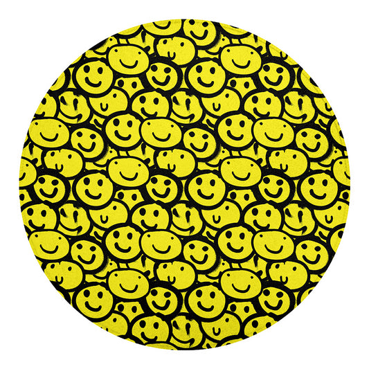 Graffiti Happy Emoji Pattern Print Round Blanket