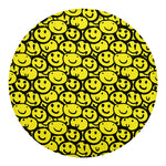 Graffiti Happy Emoji Pattern Print Round Blanket