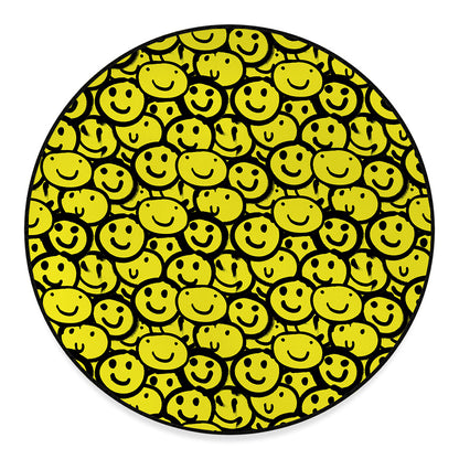 Graffiti Happy Emoji Pattern Print Round Floor Mat