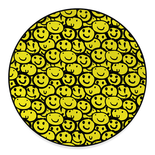 Graffiti Happy Emoji Pattern Print Round Floor Mat