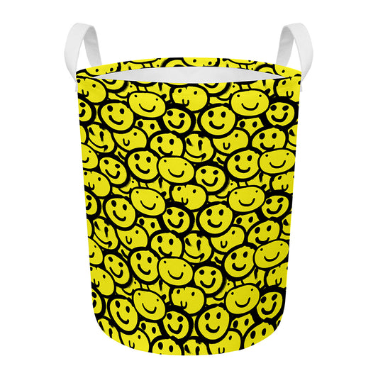 Graffiti Happy Emoji Pattern Print Round Laundry Basket