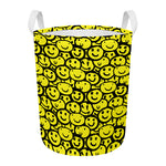 Graffiti Happy Emoji Pattern Print Round Laundry Basket