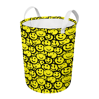 Graffiti Happy Emoji Pattern Print Round Laundry Basket