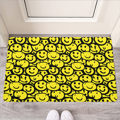 Graffiti Happy Emoji Pattern Print Rubber Doormat