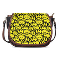 Graffiti Happy Emoji Pattern Print Saddle Bag