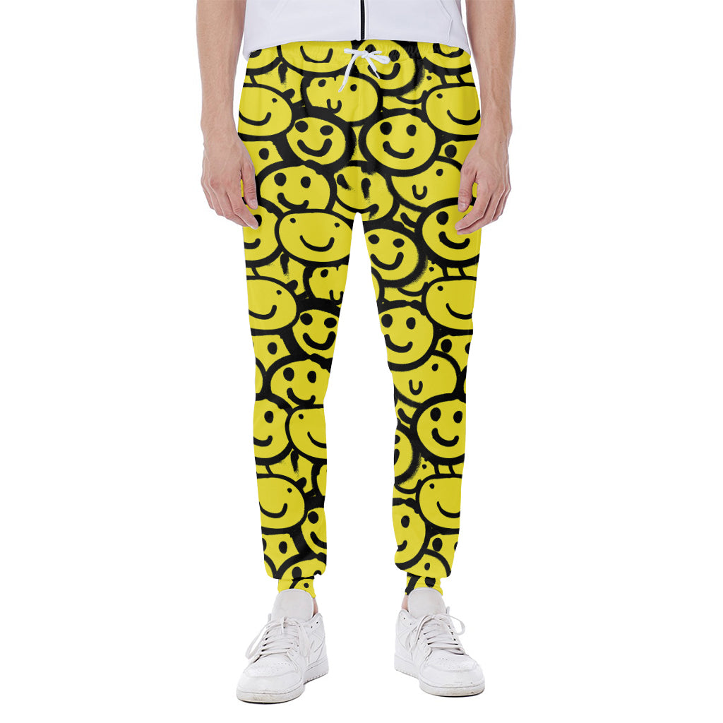 Graffiti Happy Emoji Pattern Print Scuba Joggers
