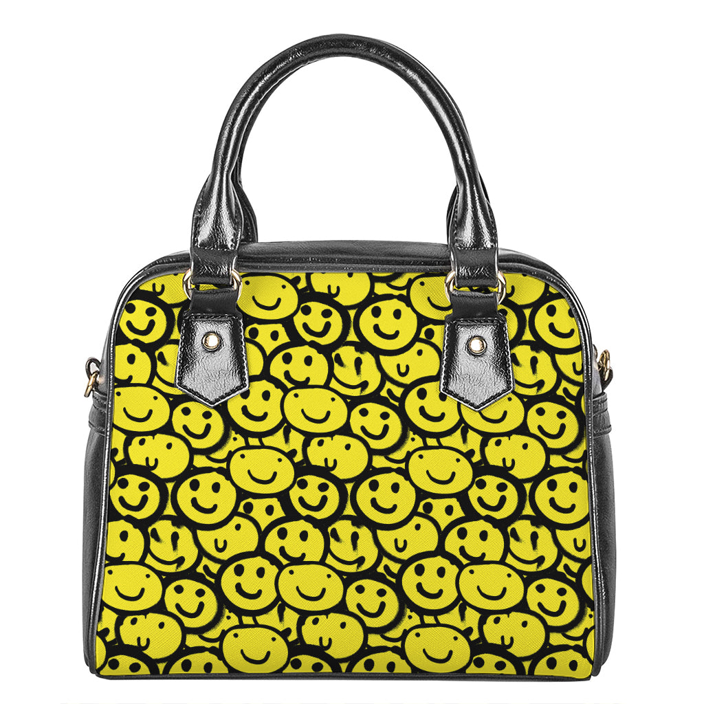 Graffiti Happy Emoji Pattern Print Shoulder Handbag