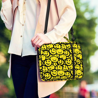 Graffiti Happy Emoji Pattern Print Shoulder Strap Bible Bag