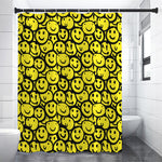 Graffiti Happy Emoji Pattern Print Shower Curtain