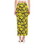 Graffiti Happy Emoji Pattern Print Side Slit Maxi Skirt