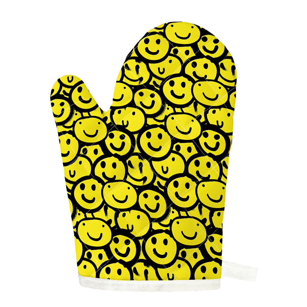 Graffiti Happy Emoji Pattern Print Single Oven Mitt