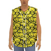 Graffiti Happy Emoji Pattern Print Sleeveless Baseball Jersey