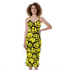 Graffiti Happy Emoji Pattern Print Slim Fit Midi Cami Dress