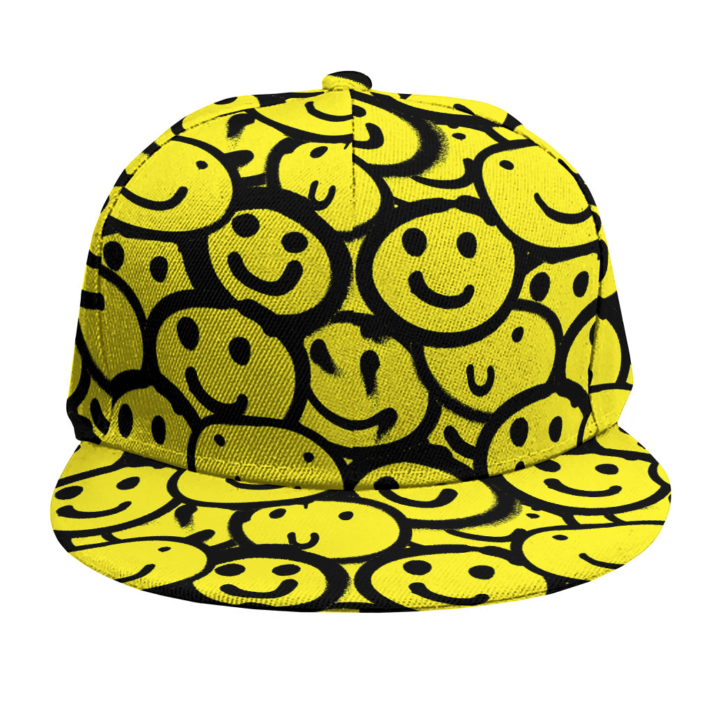 Graffiti Happy Emoji Pattern Print Snapback Cap