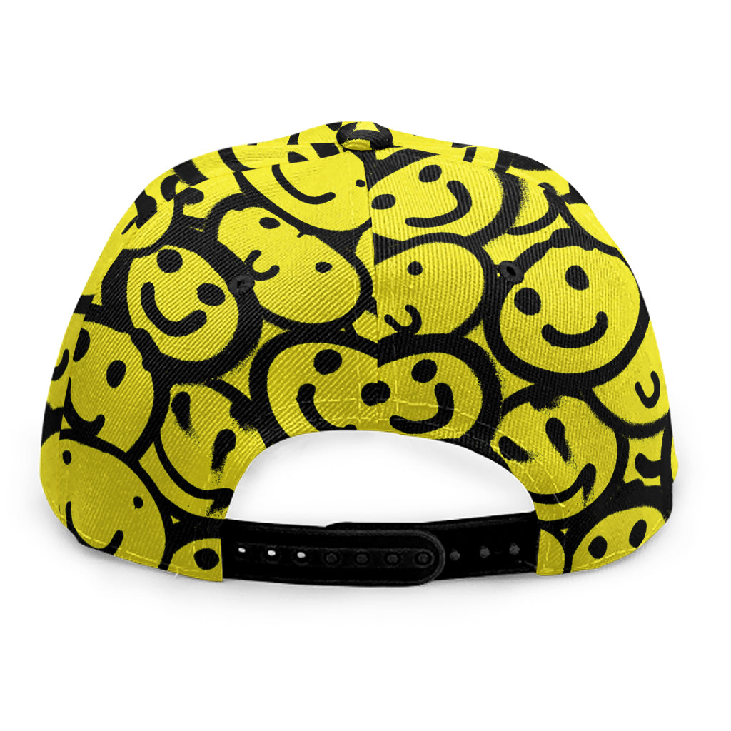 Graffiti Happy Emoji Pattern Print Snapback Cap